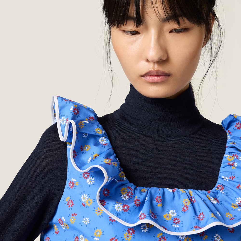 Miu Miu Poplin and wool knit top Periwinkle / Ruby