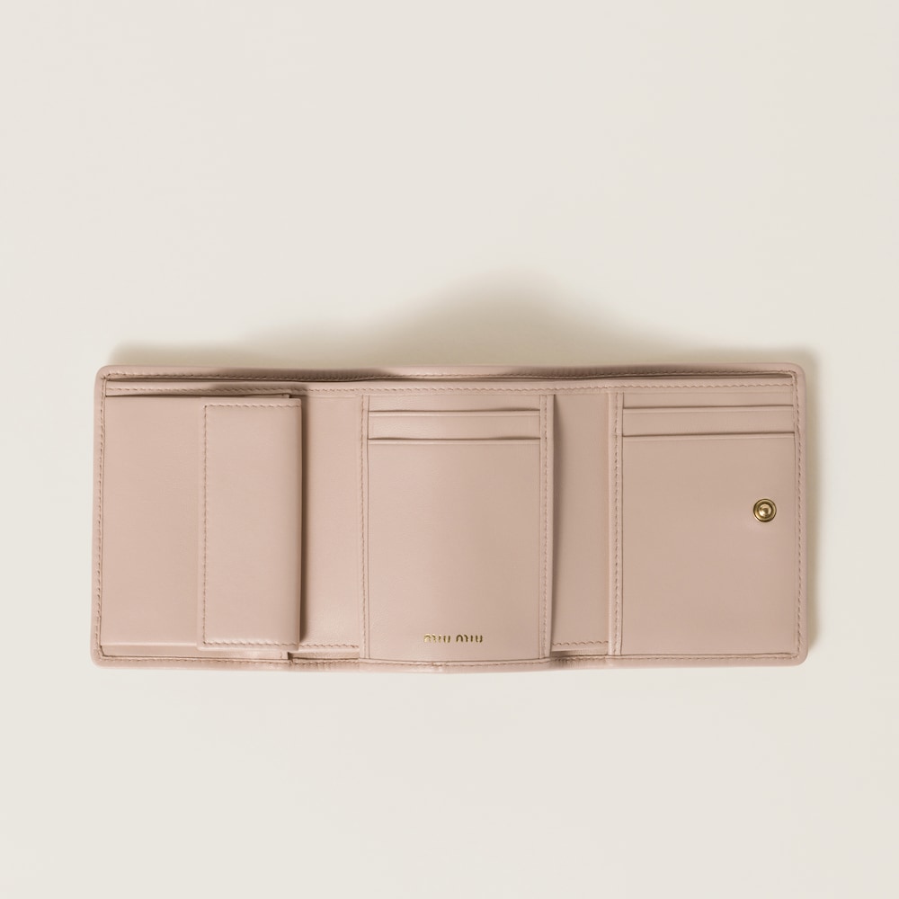 Miu Miu Small matelassé nappa leather wallet Powder Pink