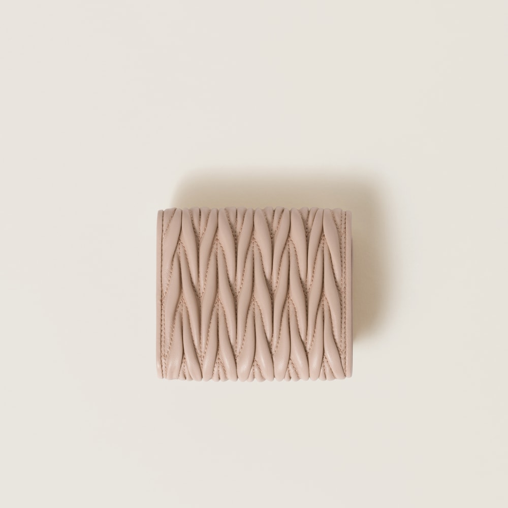 Miu Miu Small matelassé nappa leather wallet Powder Pink