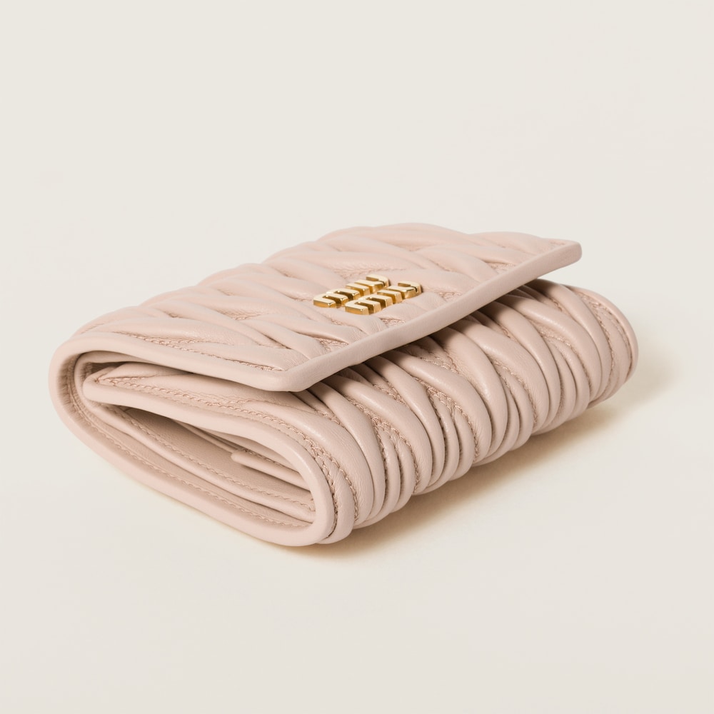 Miu Miu Small matelassé nappa leather wallet Powder Pink