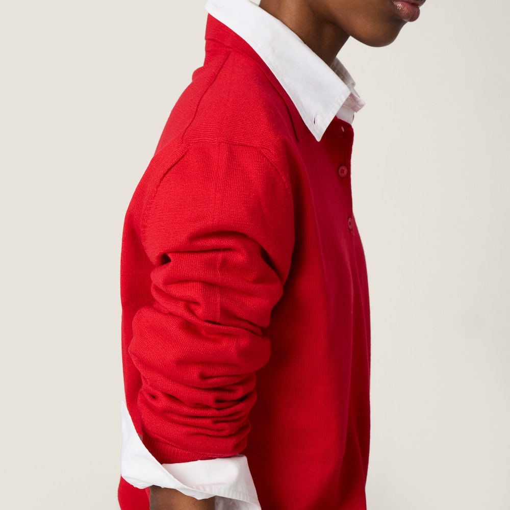 Miu Miu Wool knit polo shirt Red
