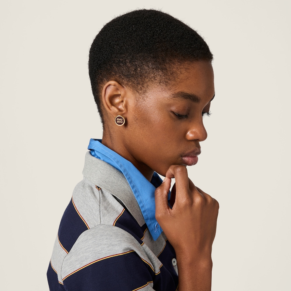 Miu Miu Enameled metal earrings Amaranth Red / Maize Yellow