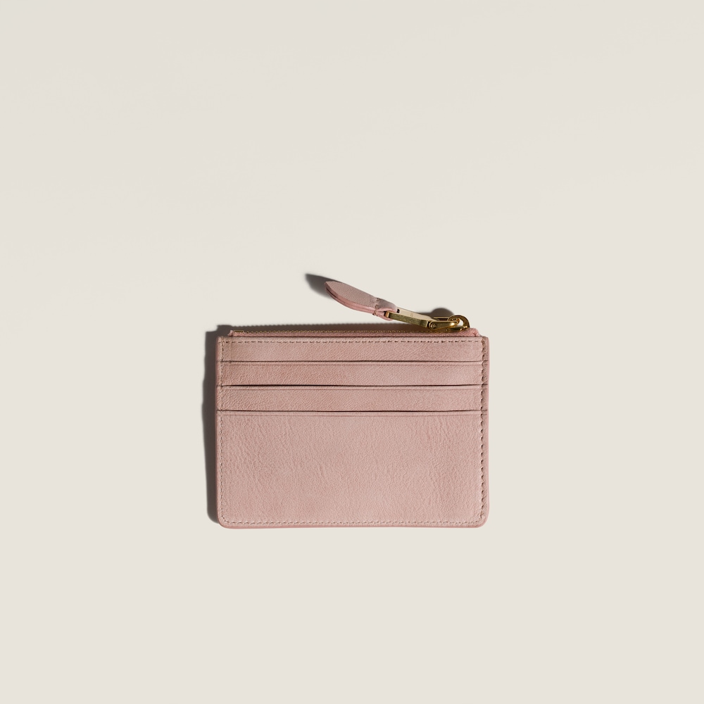 Miu Miu Nappa leather card holder Peach