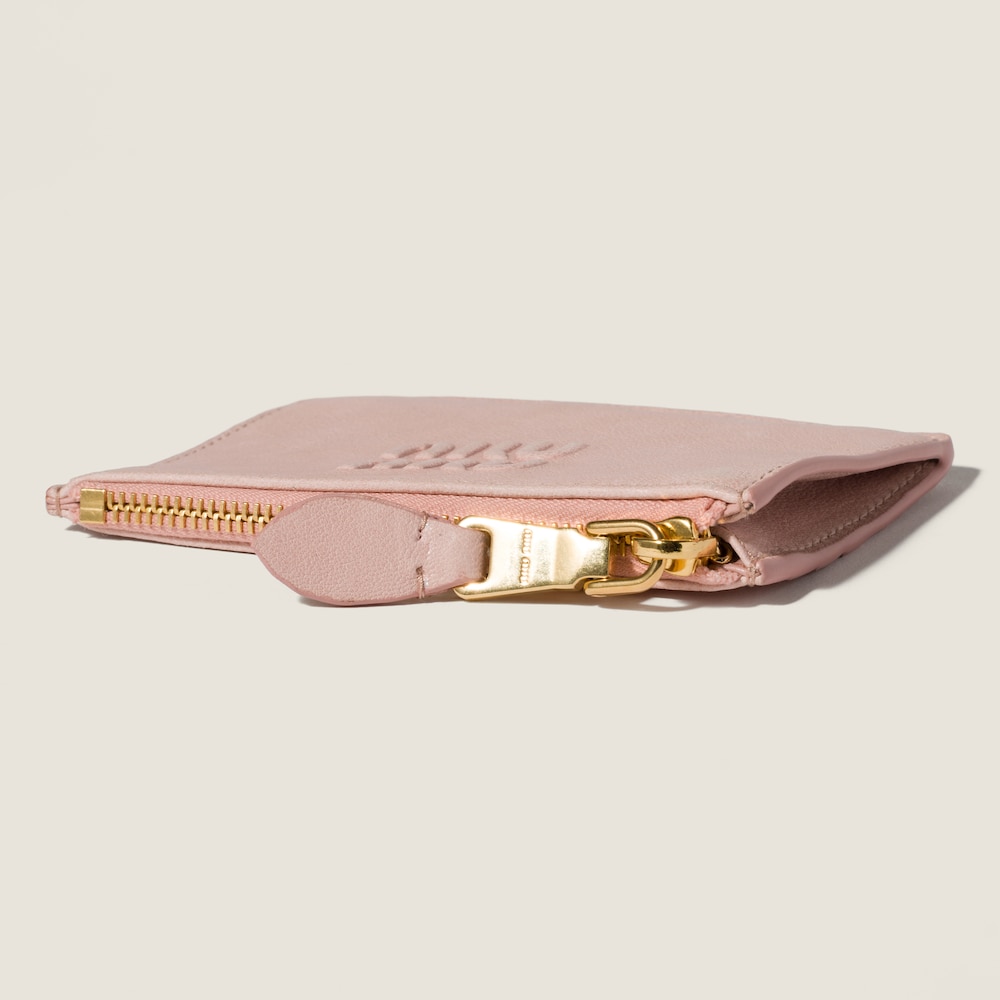 Miu Miu Nappa leather card holder Peach