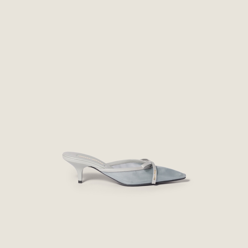 Miu Miu Mesh fabric heeled mules Aluminum