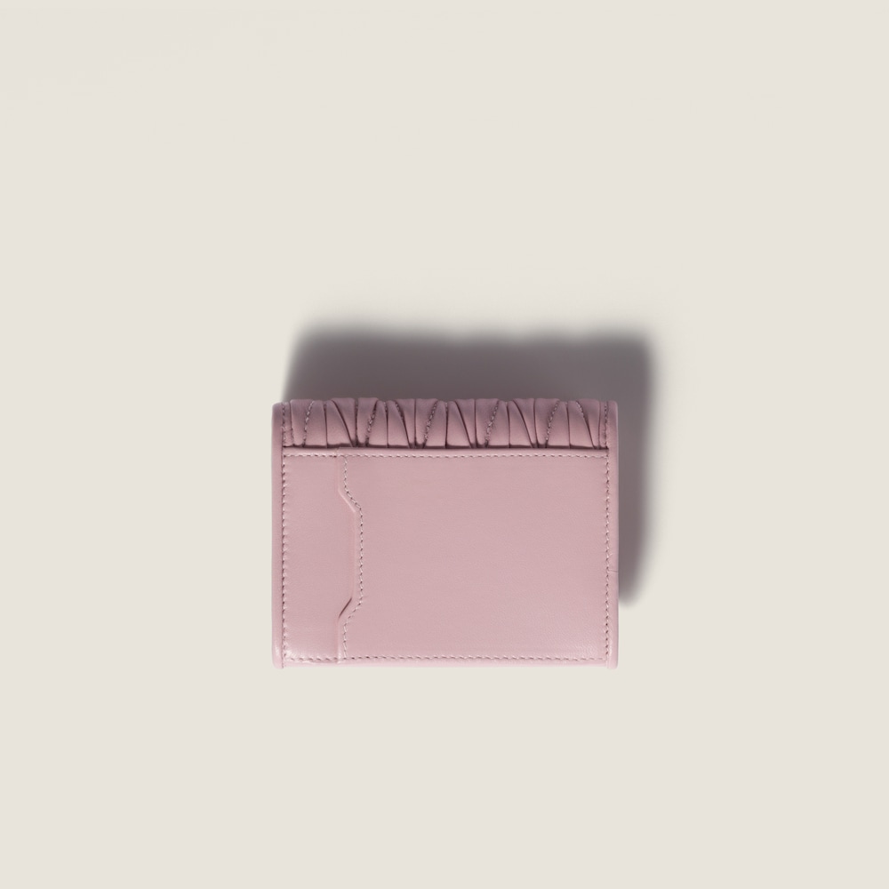 Miu Miu Matelassé nappa leather card holder Alabaster Pink