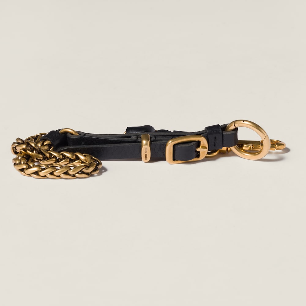Miu Miu Metal and leather key ring trick - Black