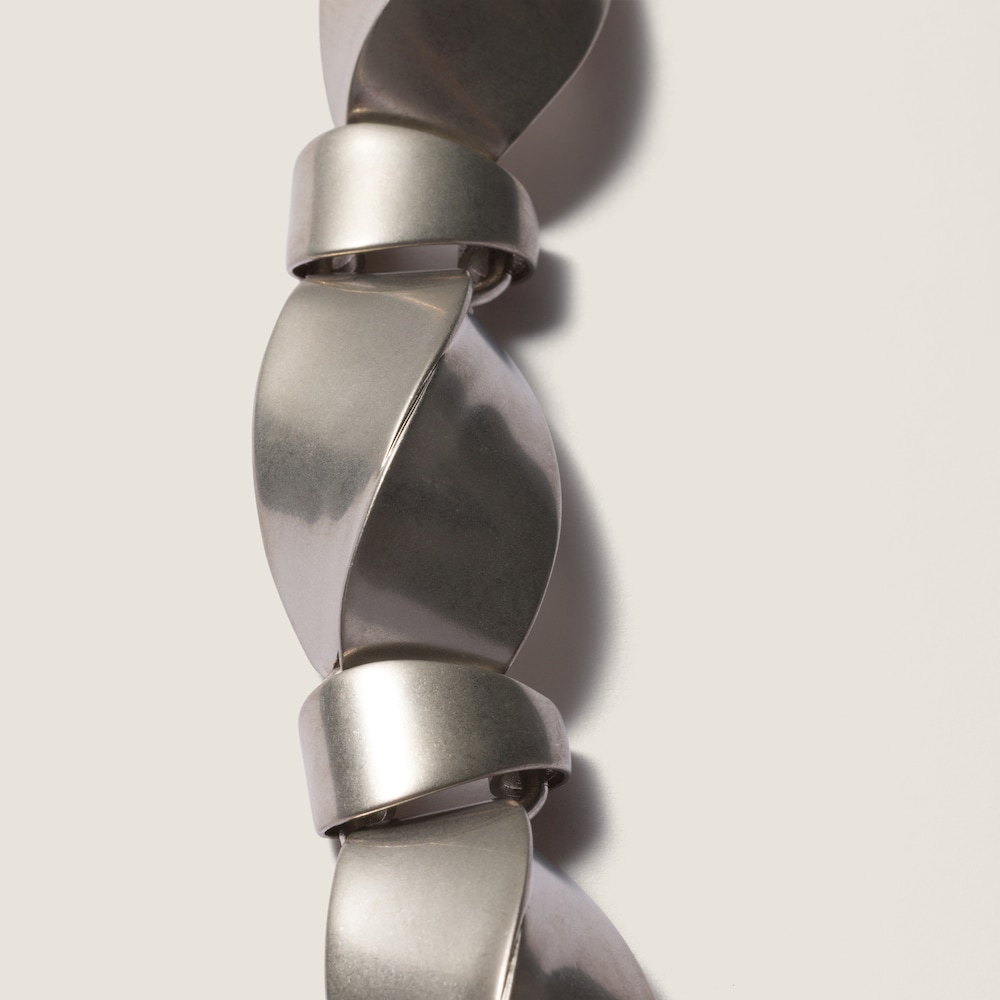 Miu Miu Metal and leather necklace Silver / Vintage / Black