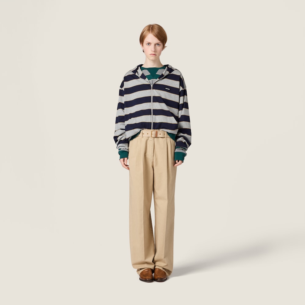 Miu Miu Striped jersey hoodie Blue / Grey