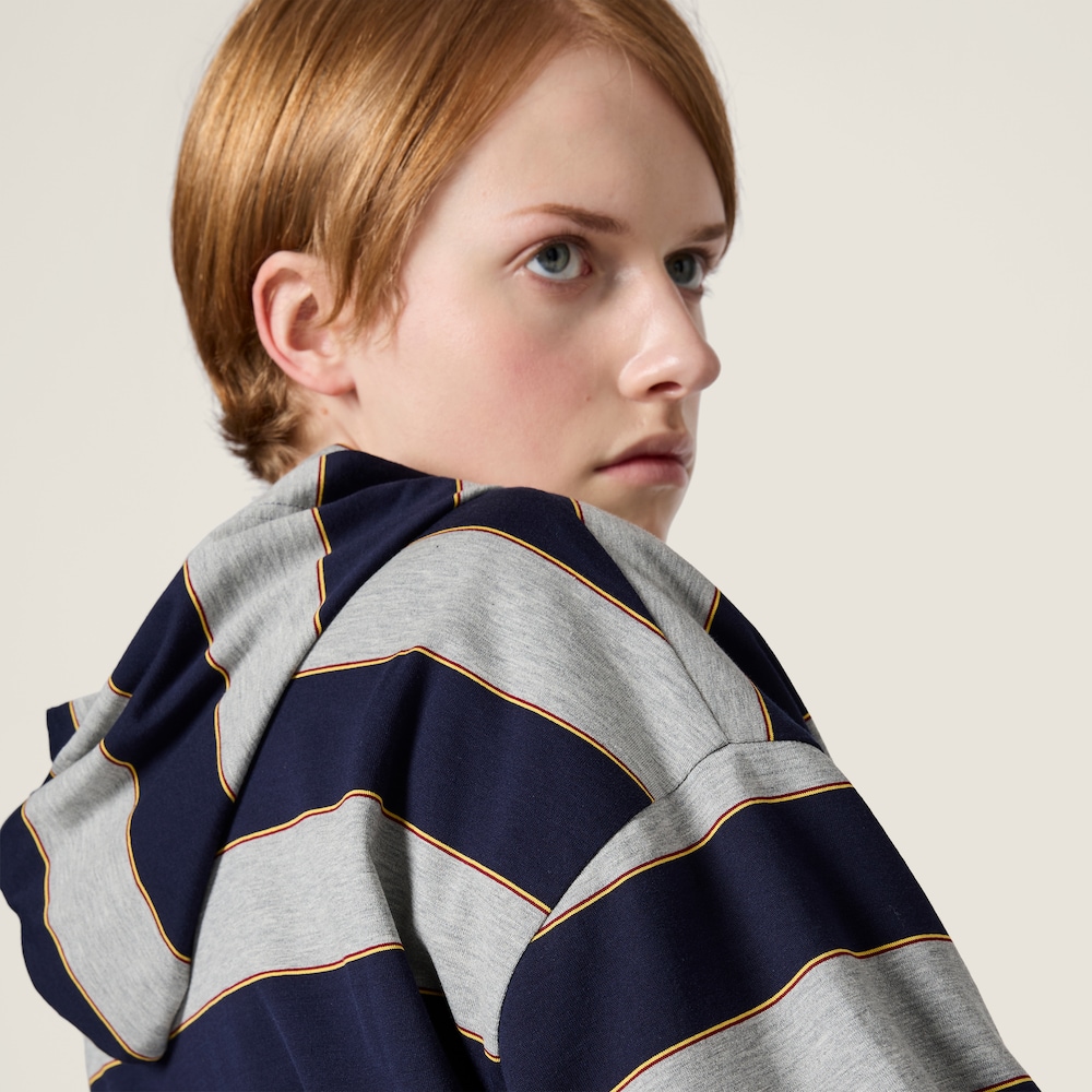 Miu Miu Striped jersey hoodie Blue / Grey