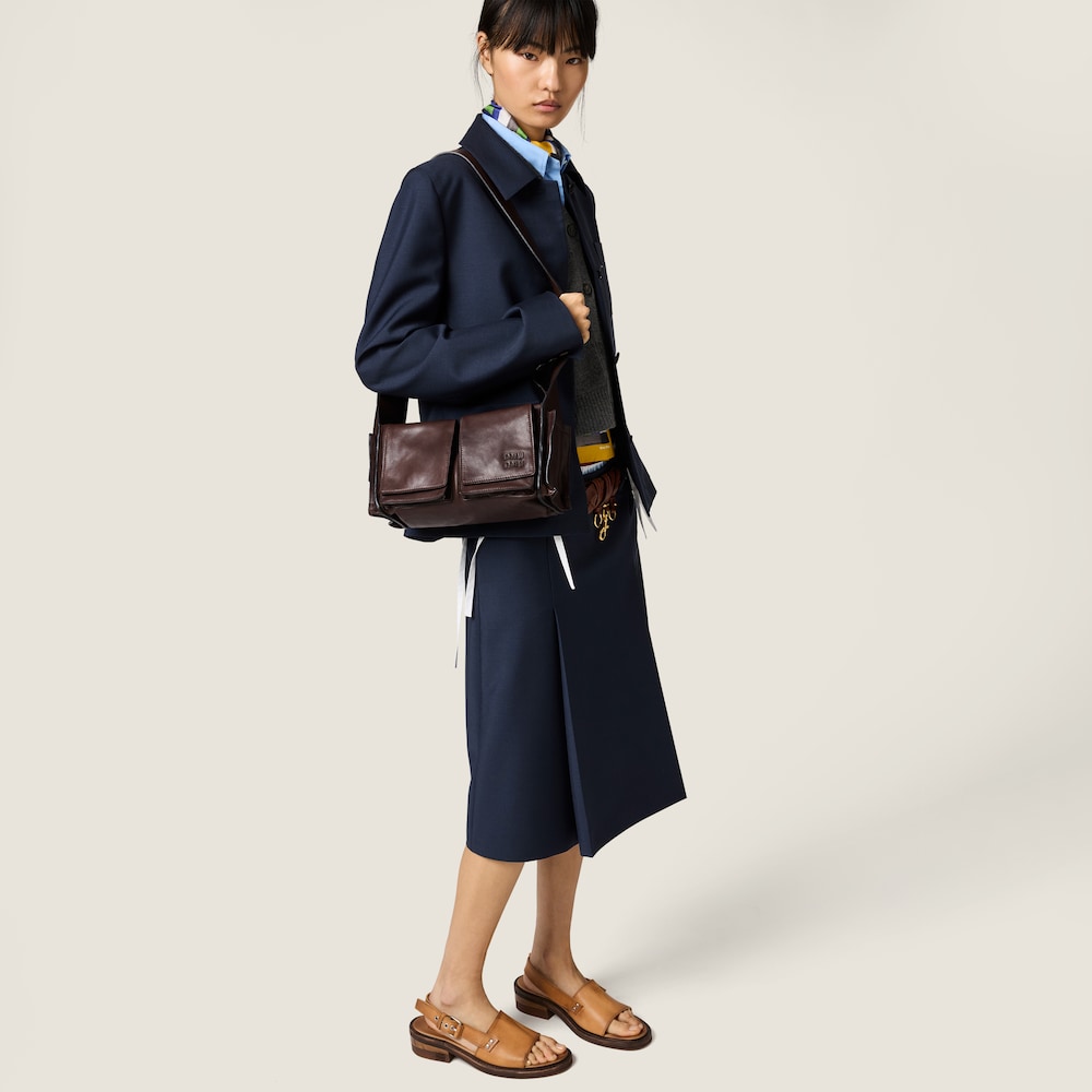 Miu Miu Utilitaire nappa leather shoulder bag Sienna