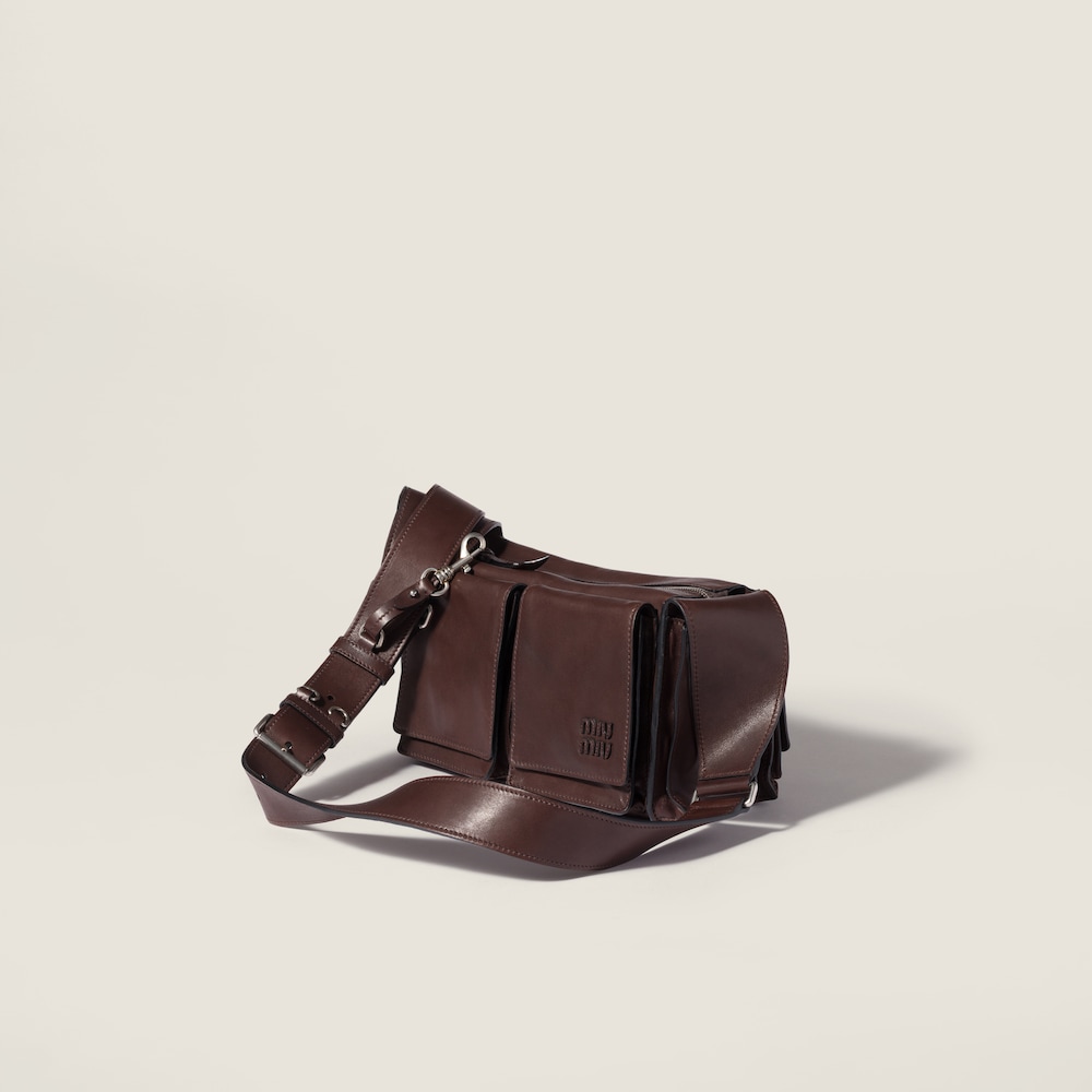 Miu Miu Utilitaire nappa leather shoulder bag Sienna