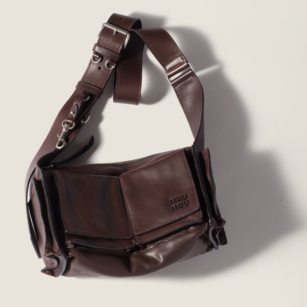 Miu Miu Utilitaire nappa leather shoulder bag Sienna