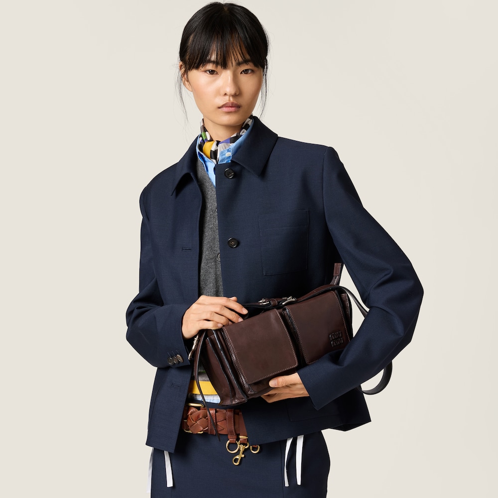 Miu Miu Utilitaire nappa leather shoulder bag Sienna