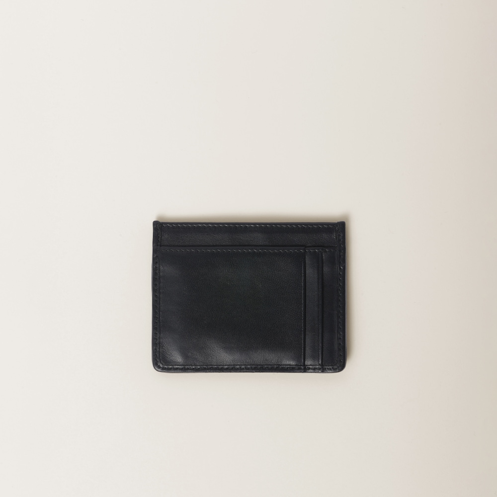 Miu Miu Matelassé nappa leather card holder Black