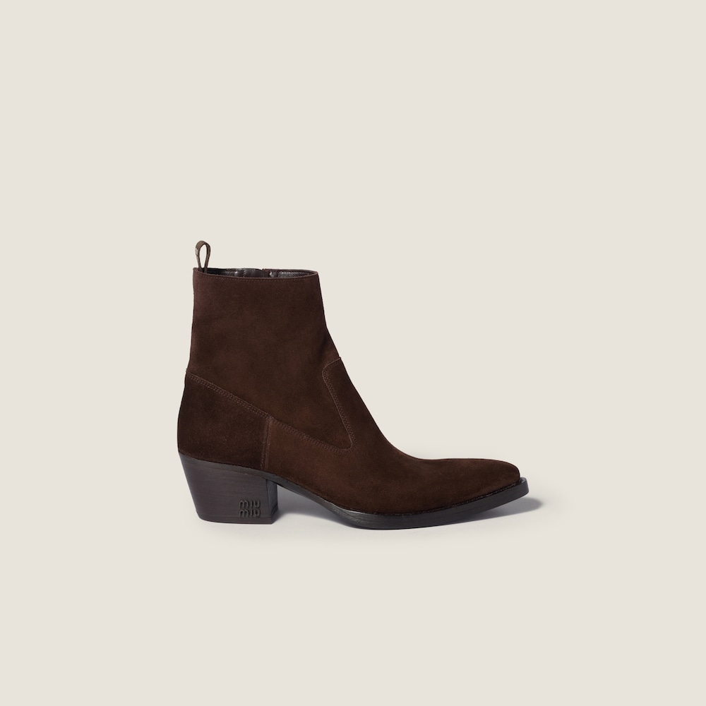 Miu Miu Suede ankle boots Dark Brown