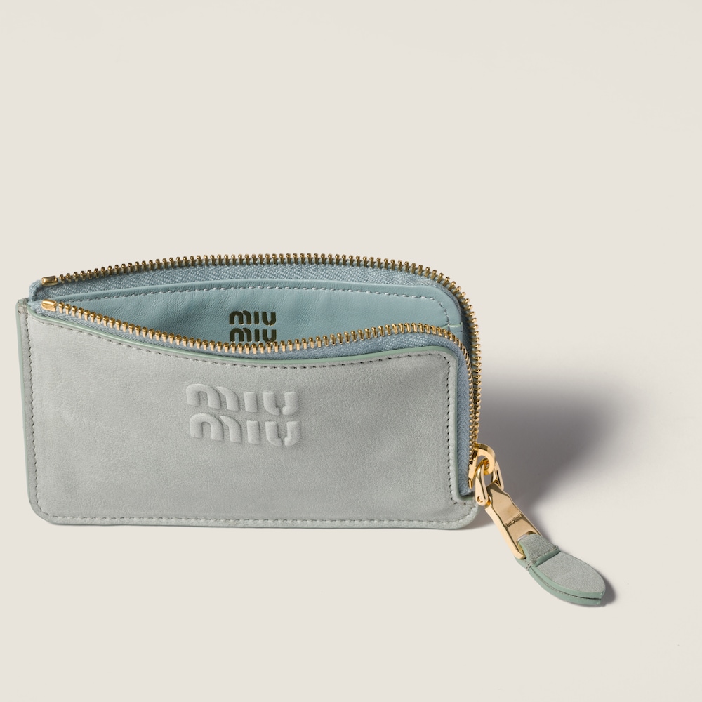 Miu Miu Nappa leather envelope card holder Powder Blue