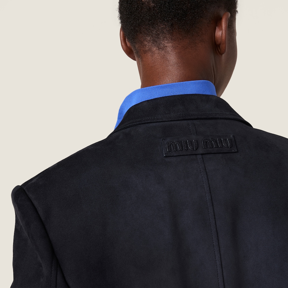 Miu Miu Waxed suede leather jacket Navy