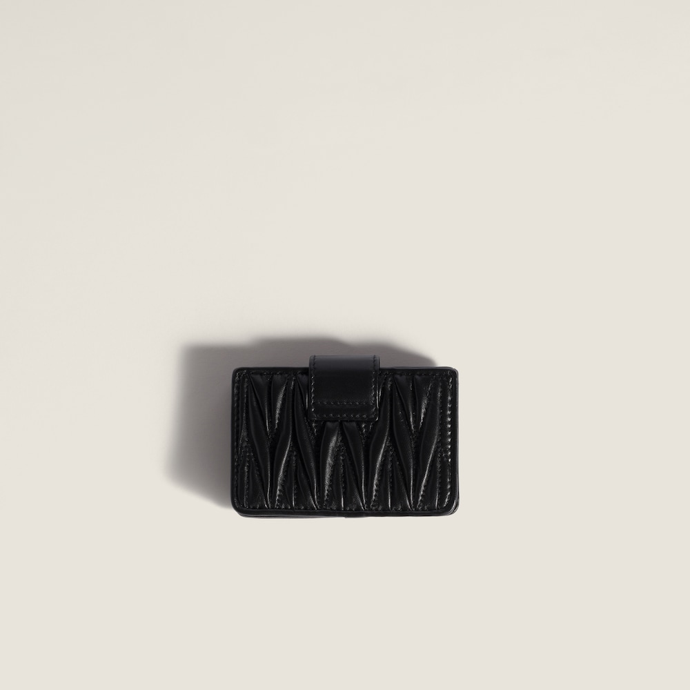 Miu Miu Matelassé nappa leather card holder Black