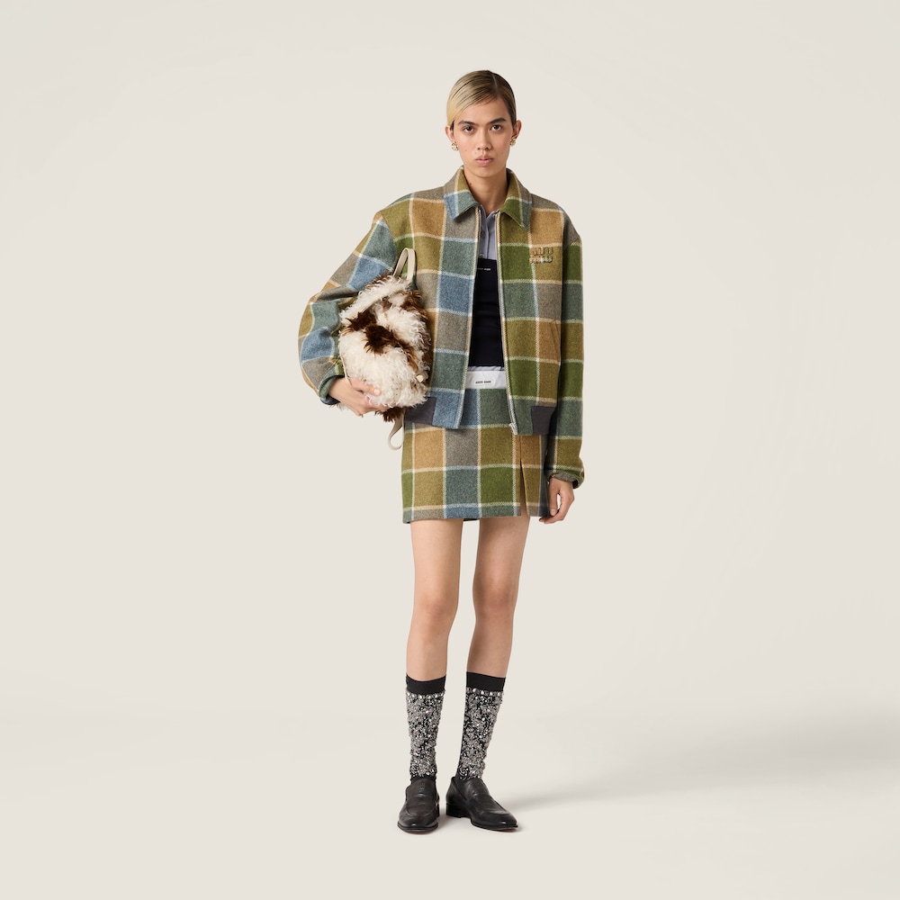 Miu Miu Checked miniskirt Camel / Aviator Blue