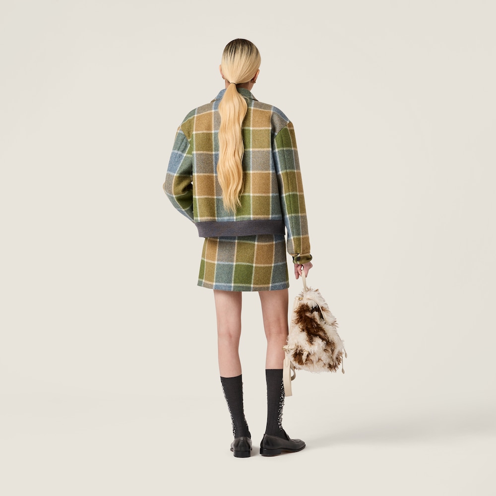 Miu Miu Checked miniskirt Camel / Aviator Blue