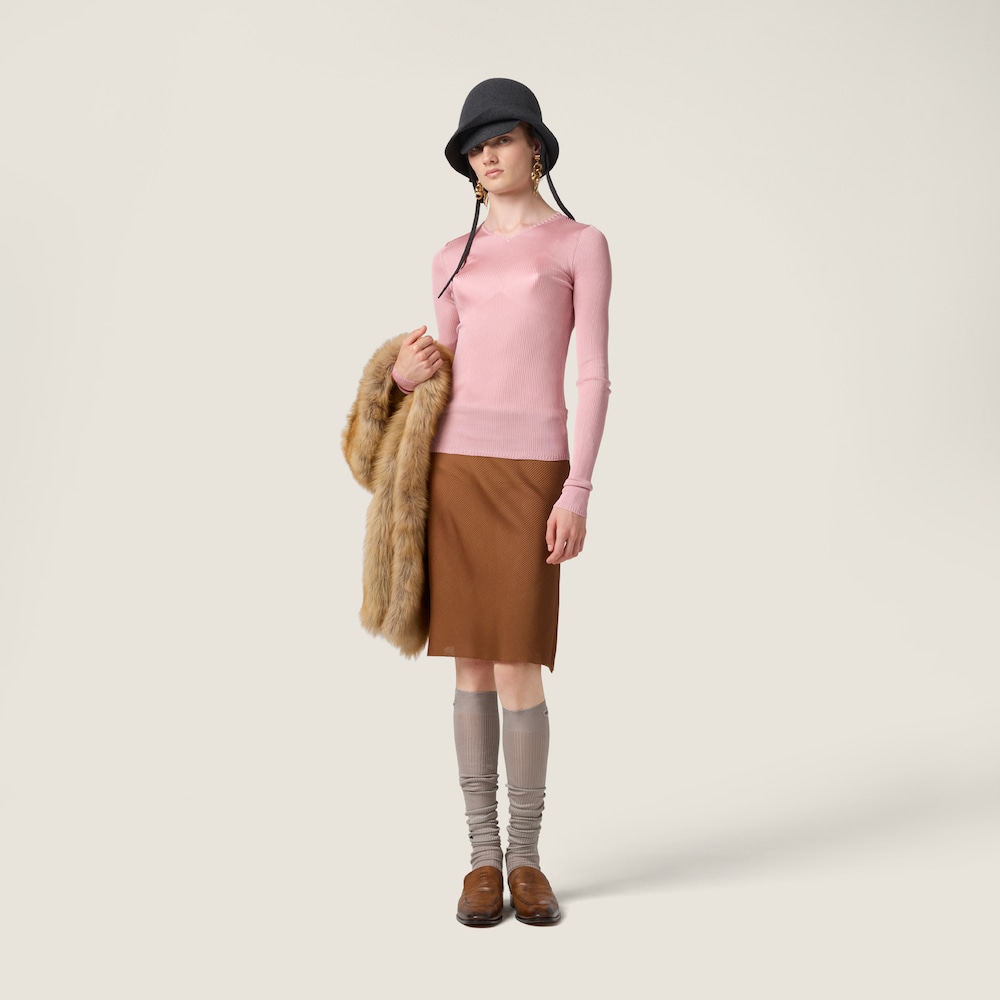 Miu Miu Silk V-neck sweater Begonia Pink