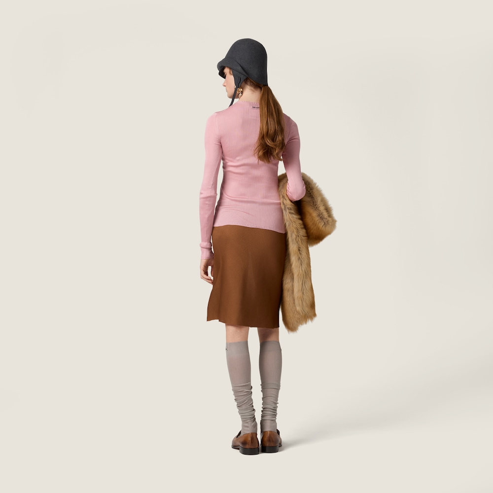 Miu Miu Silk V-neck sweater Begonia Pink