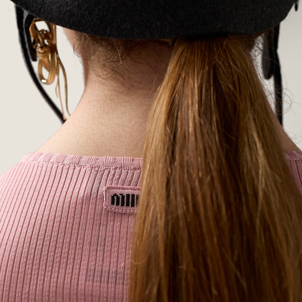 Miu Miu Silk V-neck sweater Begonia Pink