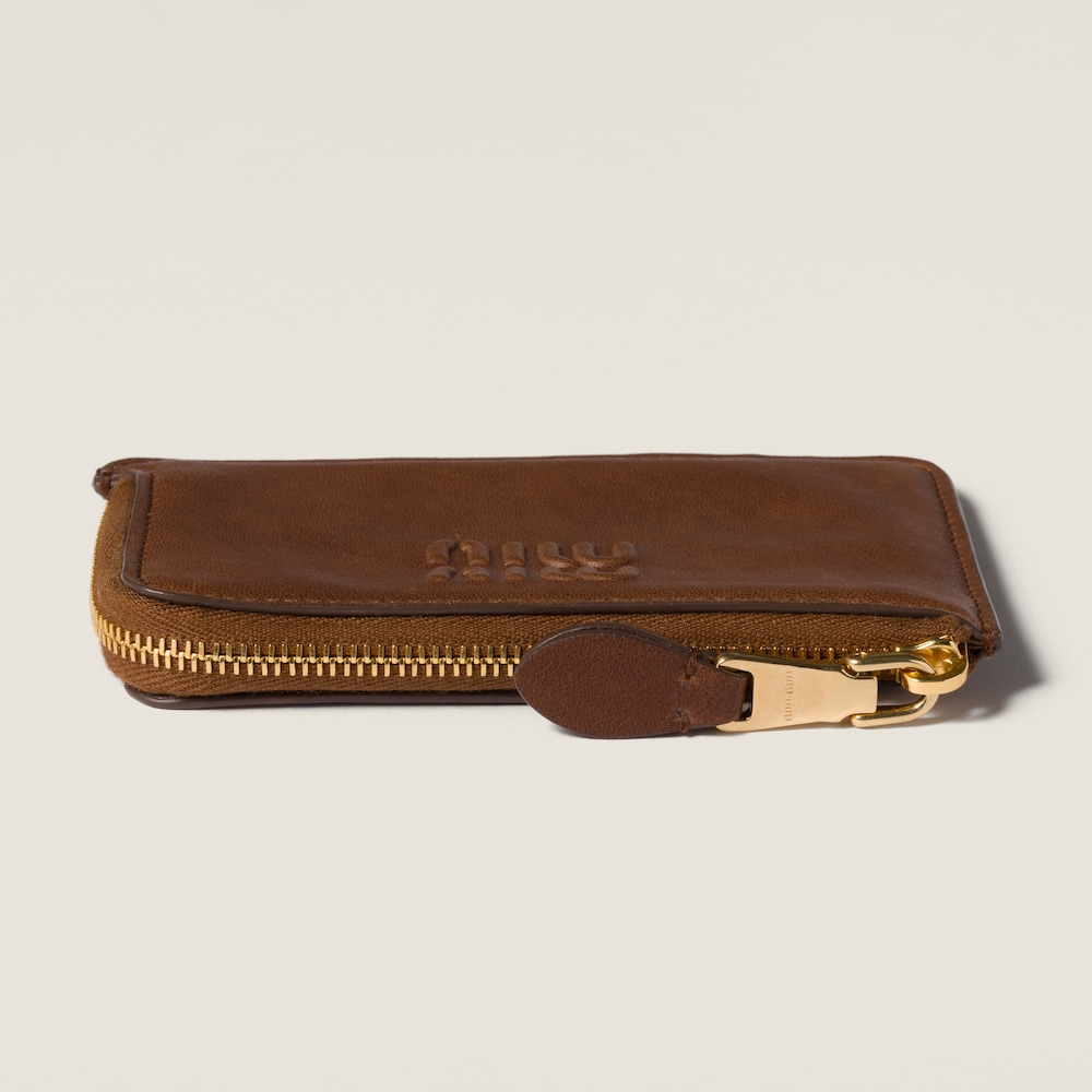 Miu Miu Nappa leather envelope card holder Oak