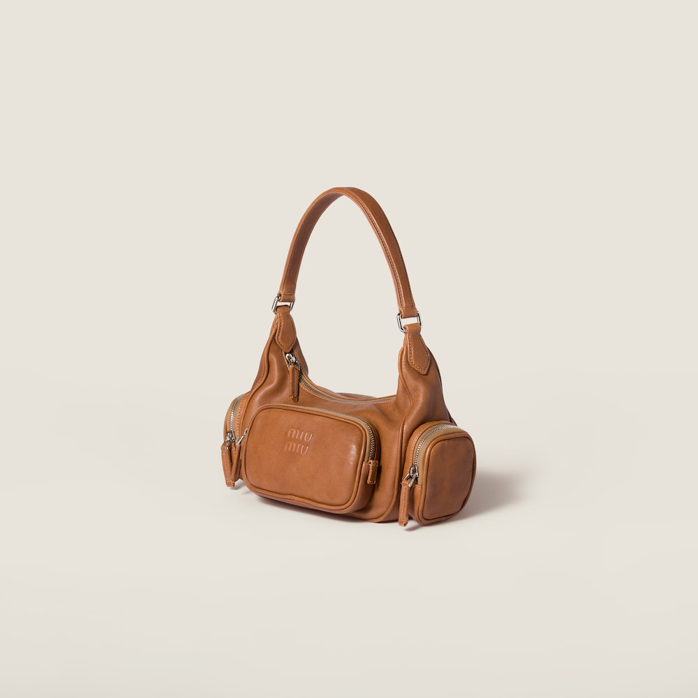 Miu Miu Pocket nappa leather bag Caramel