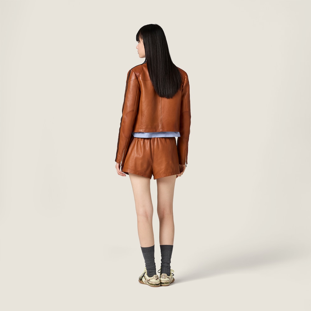 Miu Miu Nappa leather shorts Brandy