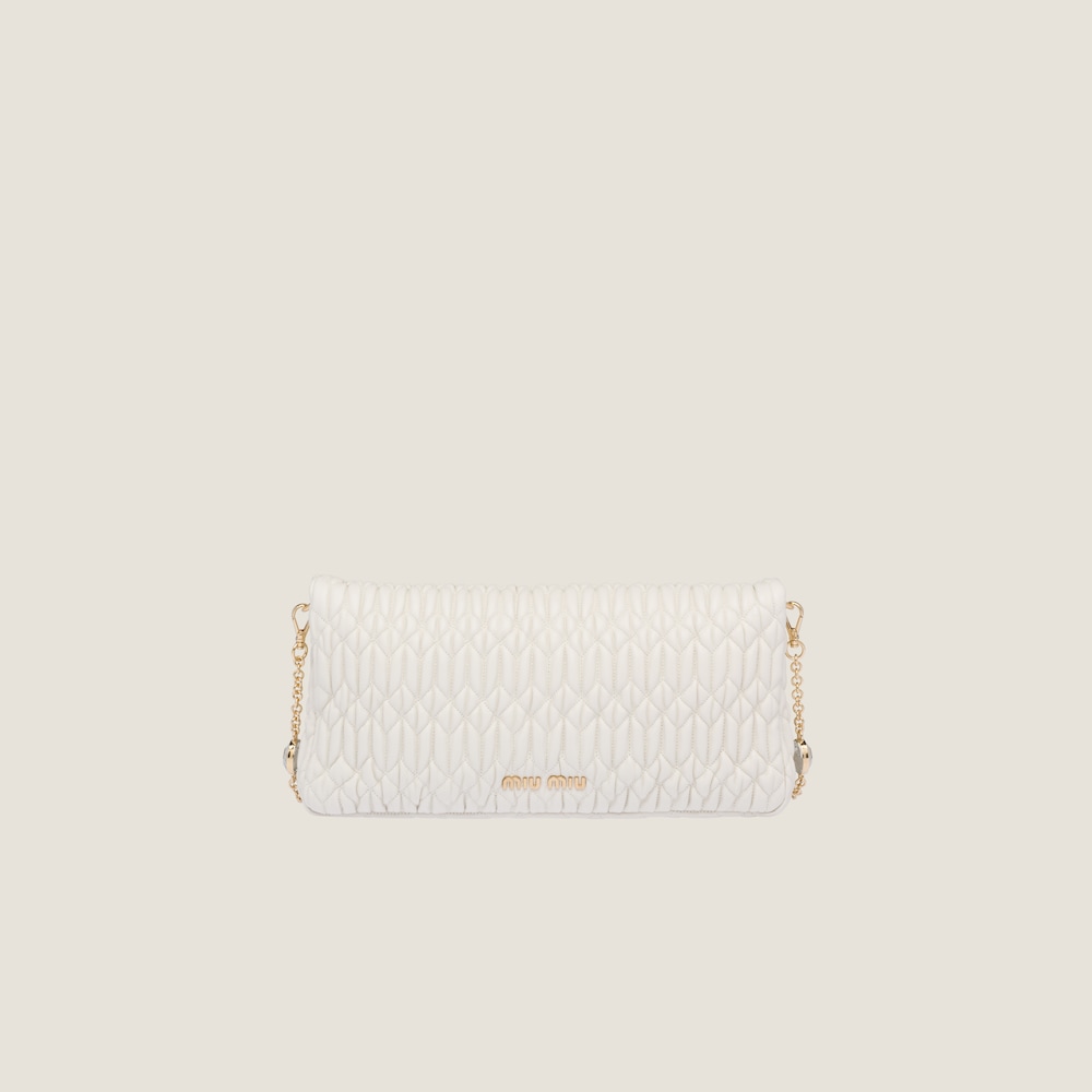 Miu Miu Iconic Crystal Cloqué Nappa leather bag White