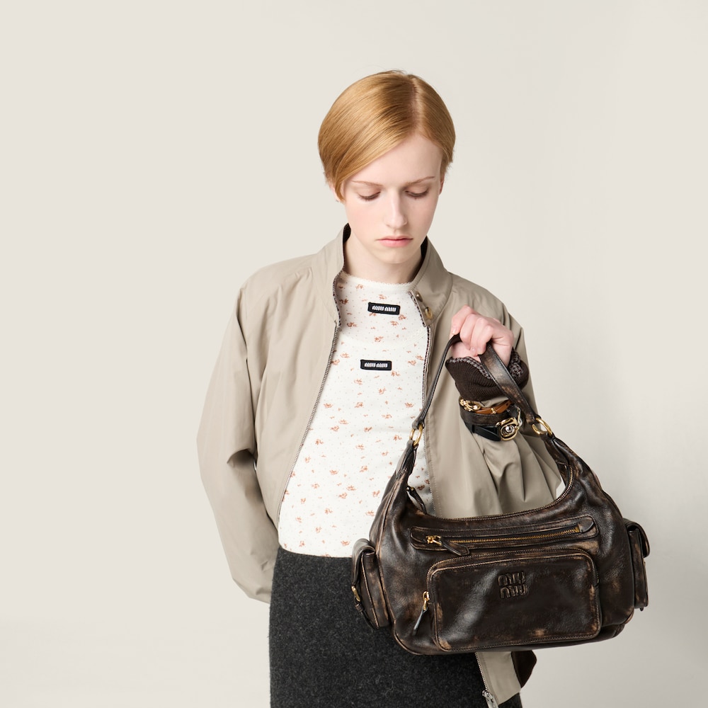 Miu Miu Pocket nappa leather bag Coffee