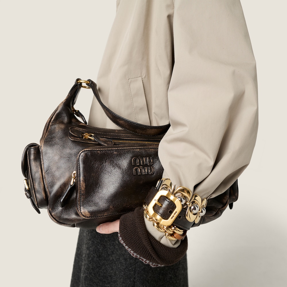 Miu Miu Pocket nappa leather bag Coffee