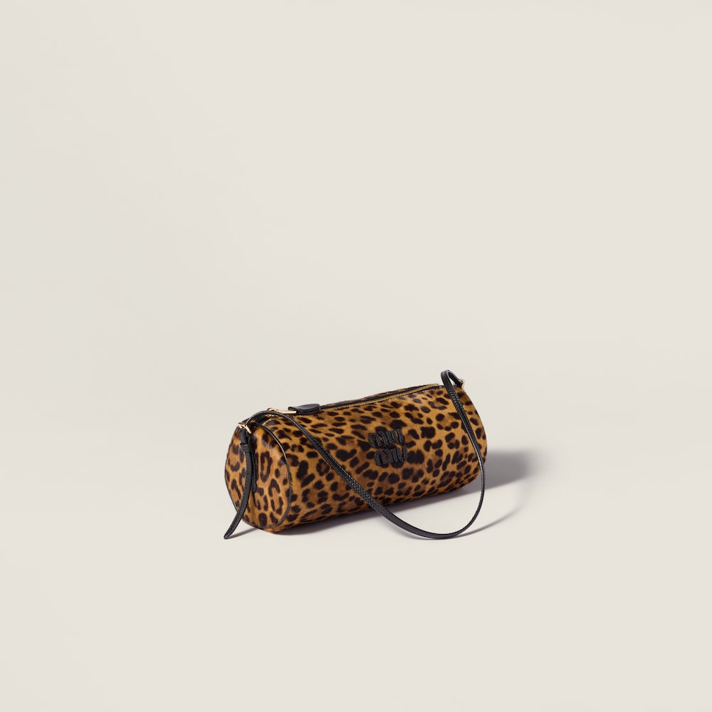 Miu Miu Printed leather pouch - Honey