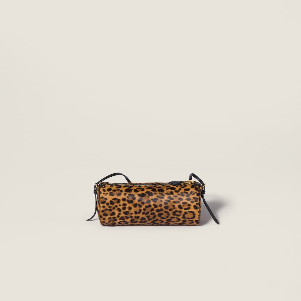 Miu Miu Printed leather pouch - Honey