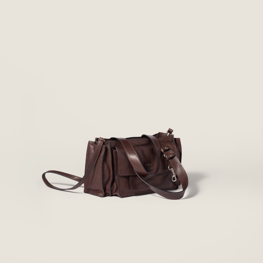 Miu Miu Utilitaire nappa leather shopping bag Sienna