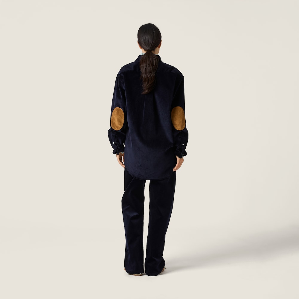 Miu Miu Corduroy and suede shirt Navy