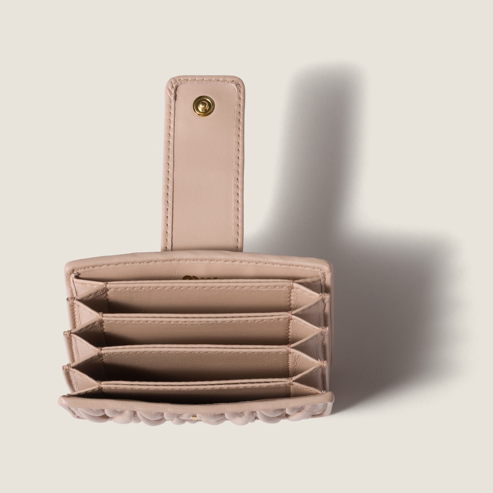 Miu Miu Matelassé nappa leather card holder Powder Pink