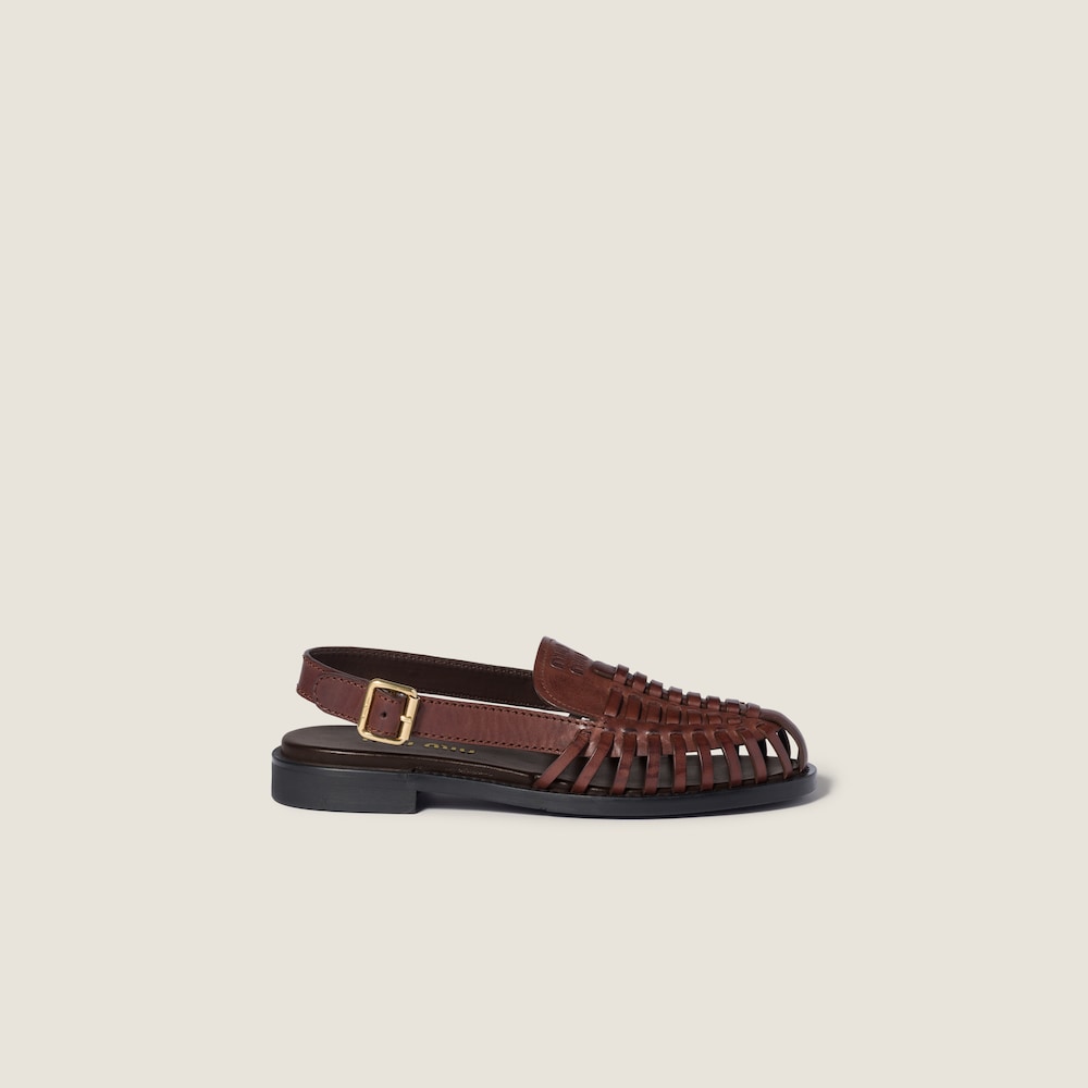 Miu Miu Leather slingback loafers Coffee