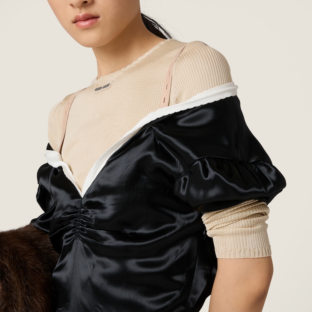 Miu Miu Long satin dress Black