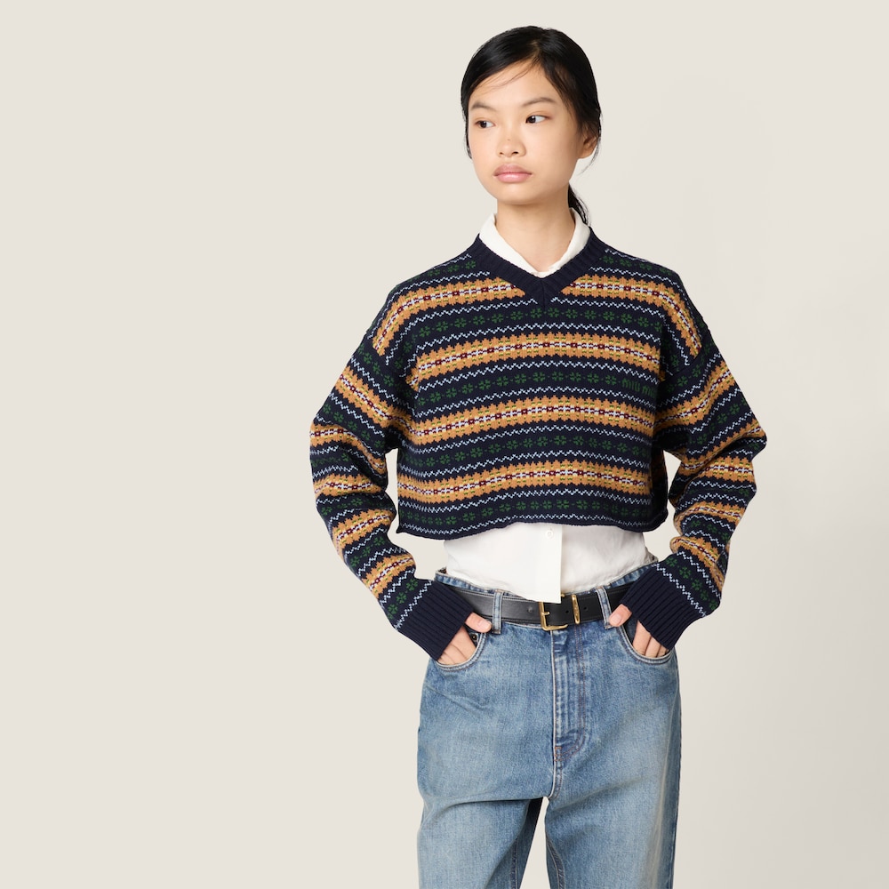 Miu Miu Wool V-neck sweater Navy
