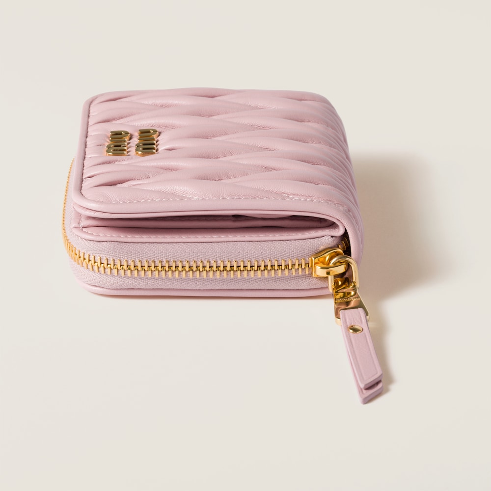 Miu Miu Small matelassé nappa leather wallet Alabaster Pink