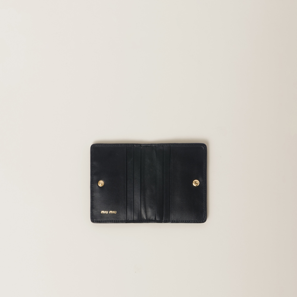 Miu Miu Matelassé nappa leather card holder Black