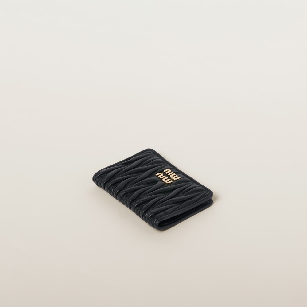 Miu Miu Matelassé nappa leather card holder Black