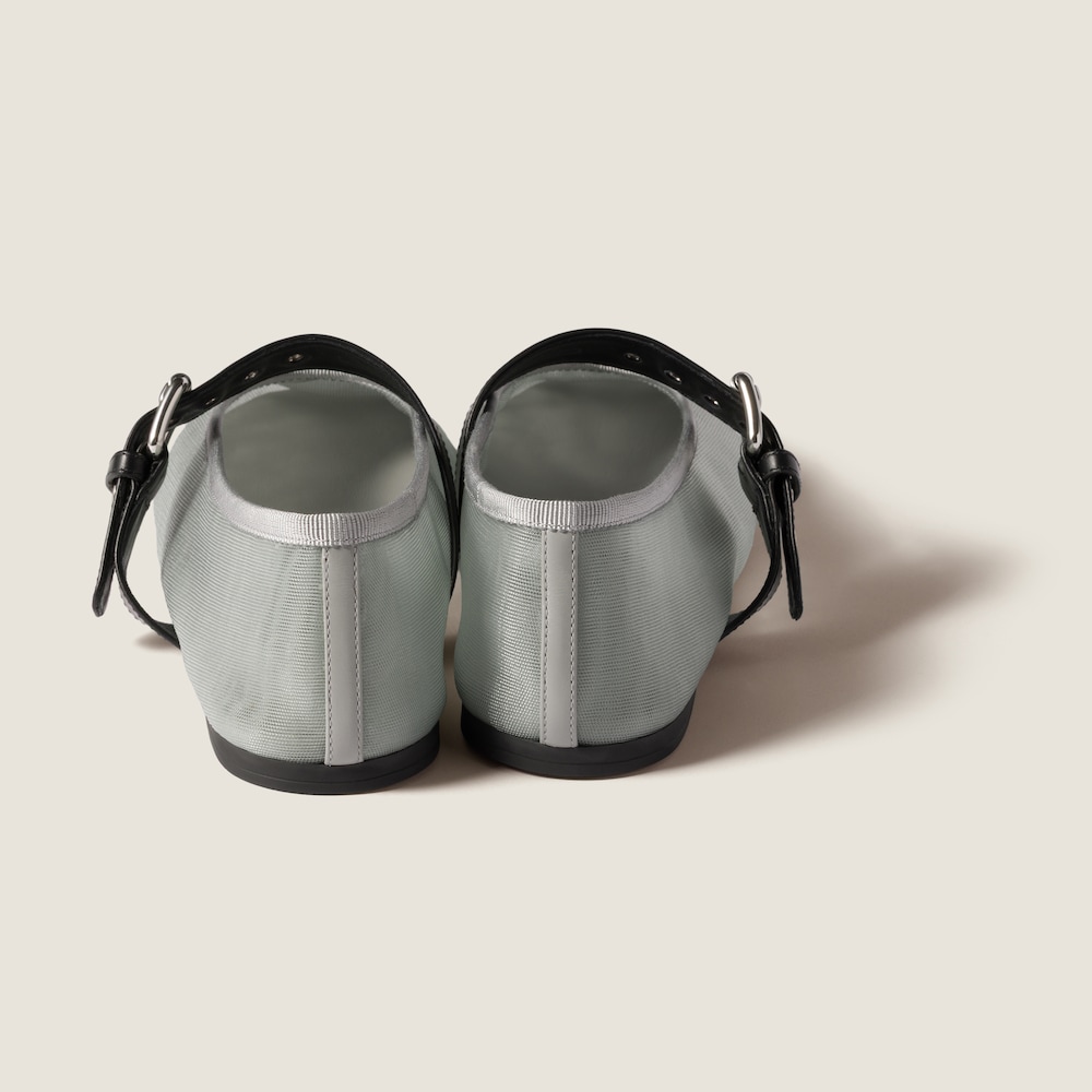 Miu Miu Mesh fabric ballerinas Aluminum