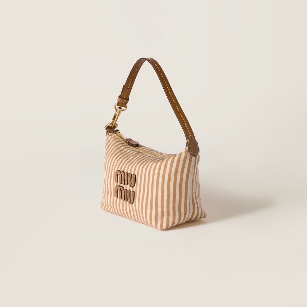 Miu Miu Jacquard fabric pouch with logo - Tan/Caramel