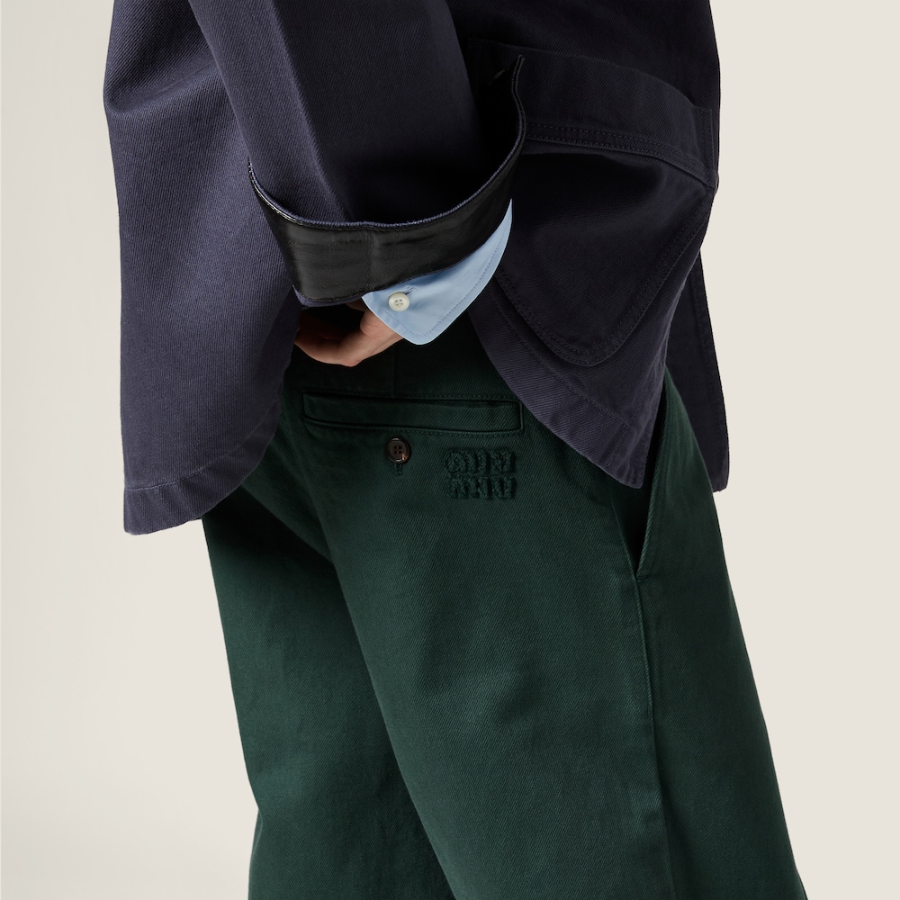 Miu Miu Garment-dyed gabardine pants Bottle Green