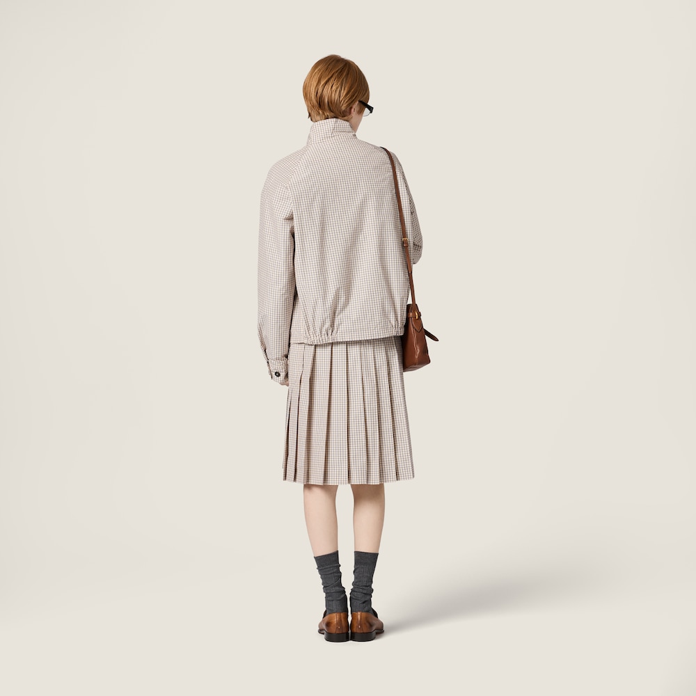 Miu Miu Checked technical fabric blouson jacket Sand Beige