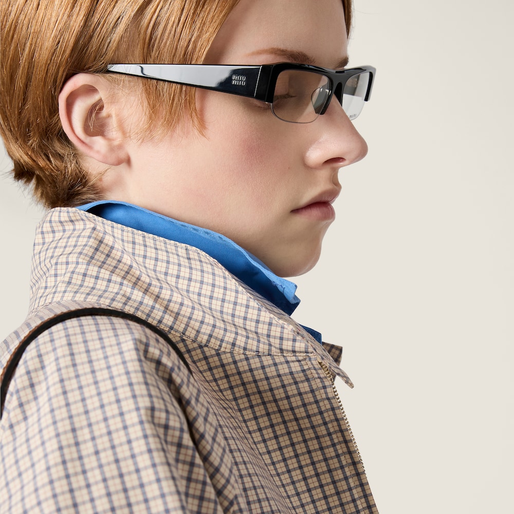 Miu Miu Checked technical fabric blouson jacket Sand Beige